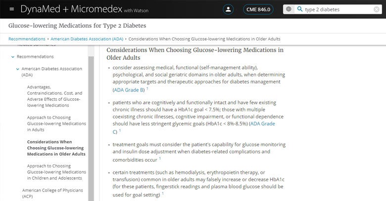 dynamed micromedex screenshot    