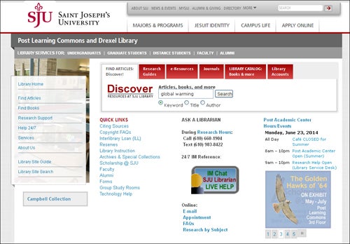 saint josephs university homepage screenshot   