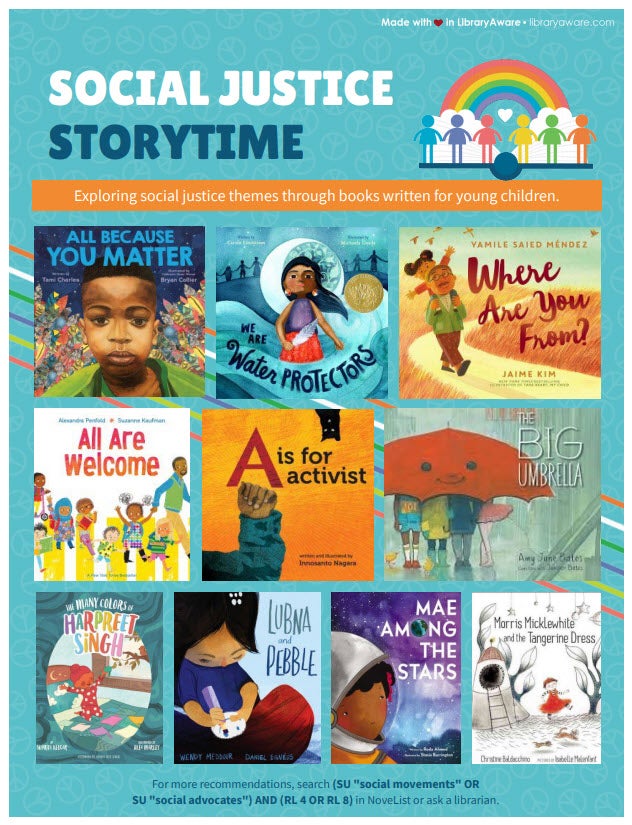 social justice storytime flyer image    